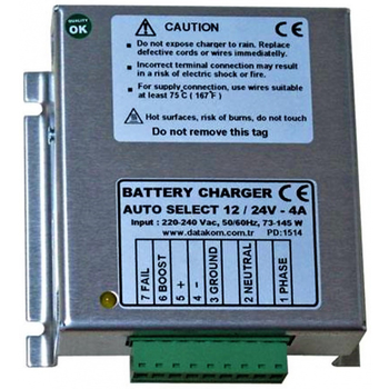DATAKOM BC-4A Зарядное устройство для ДГУ с автоматическим определением напряжения аккумулятора 12V / 24V - 4A, 170-270 VAC